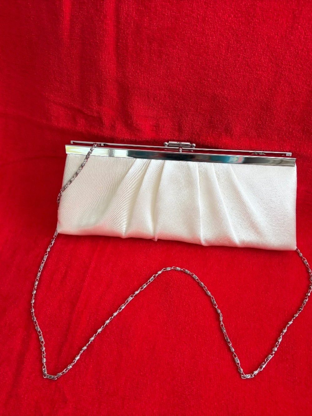 Jessica McClintock off-white satin purse